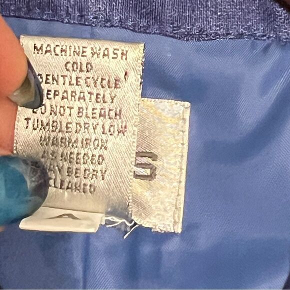 Chico’s Size 2 Metallic Linen Blend Long Bell Sleeve Jacket Blazer Cobalt - Picture 11 of 12